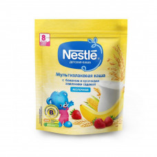 Nestle каша молочная мультизлаковая бананом и кусочками земляники садовой 220 гр
