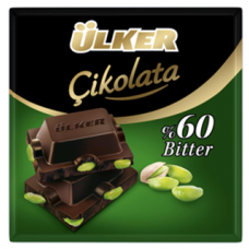 Темный шоколад с цельными фисташками Ülker "Bitter" 65 гр