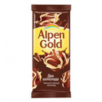 Шоколад Alpen Gold из темного и белого шоколада 90 гр