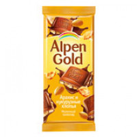 Шоколад Alpen Gold молочный арахис-кукурузные хлопья 90 гр